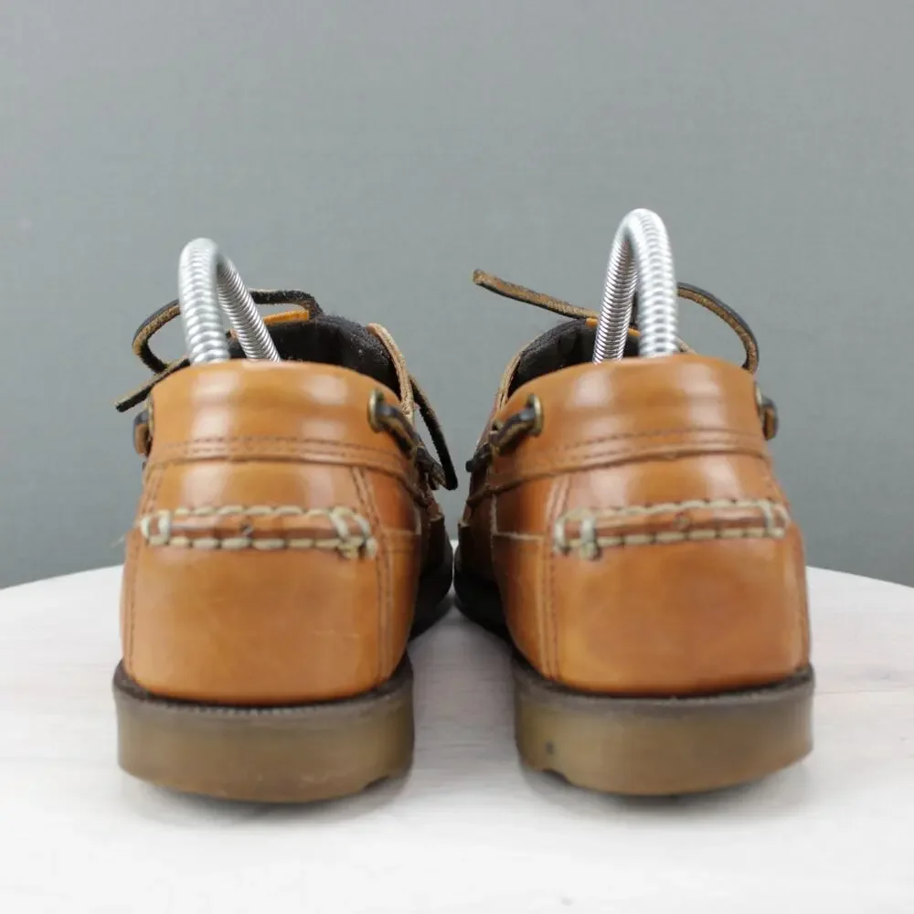 Timberland Tan Leather Boat Shoes Mens 8 Moc Toe Deck Casual - Picture 6 of 9